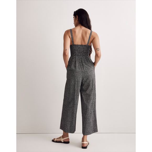 Madewell Lucie Wide-Leg Jumpsuit in Micro Daisy Black Floral Size XL - Picture 3 of 12